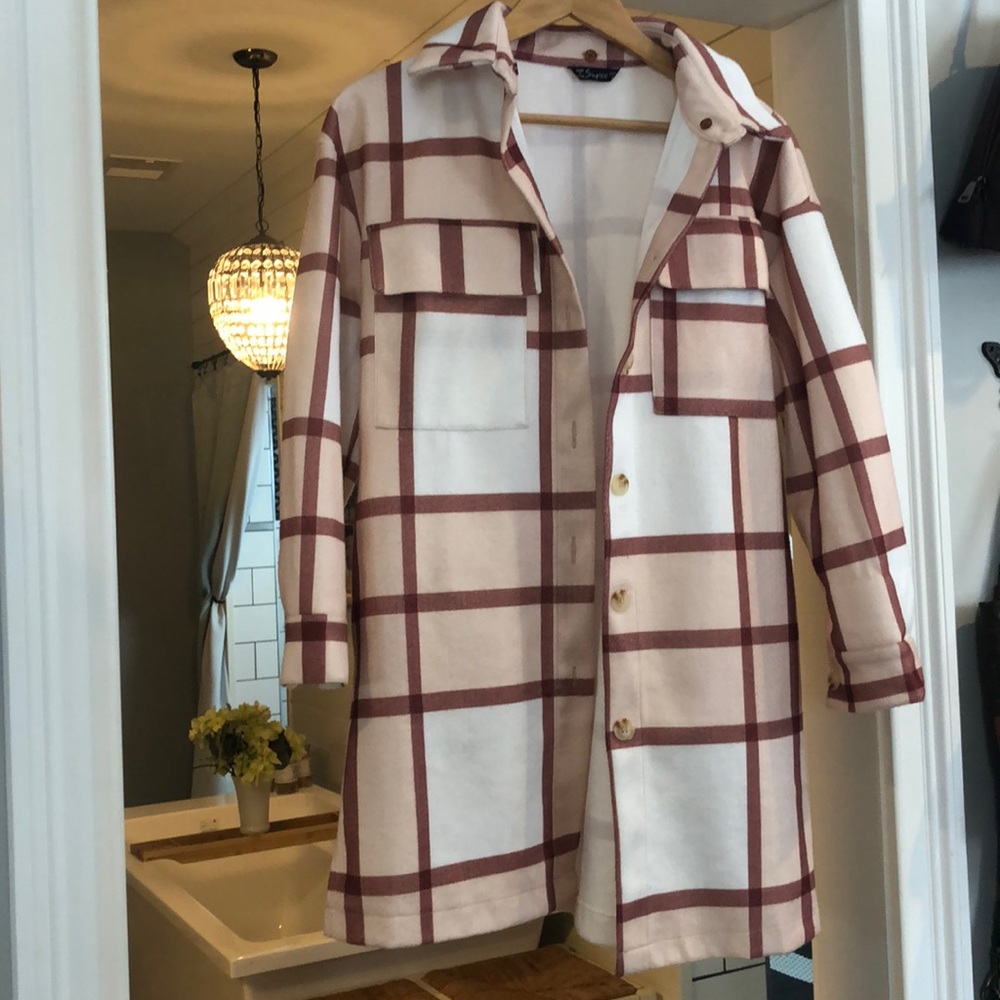 Flannel Shacket with removable hood. Warn once, like new.